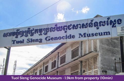 a sign for the tun slaving concrete museum on a building at Capri by Fraser, Phnom Penh in Phnom Penh