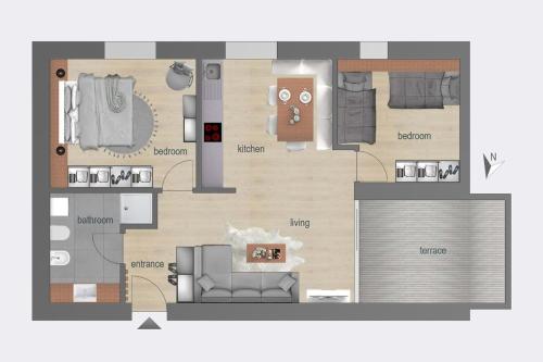 a floor plan of a apartment with a room at Haus Jomeity in Sillian
