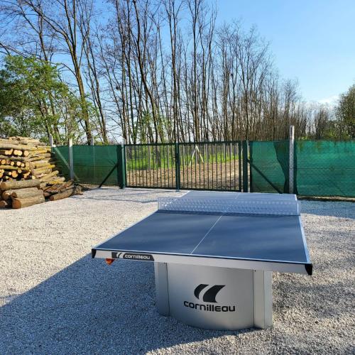 a ping pong table sitting on top of a court at Napvirág-Ház in Zsira