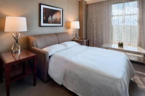 a hotel room with a large bed and a window at Sheraton Austin Georgetown Hotel & Conference Center in Georgetown