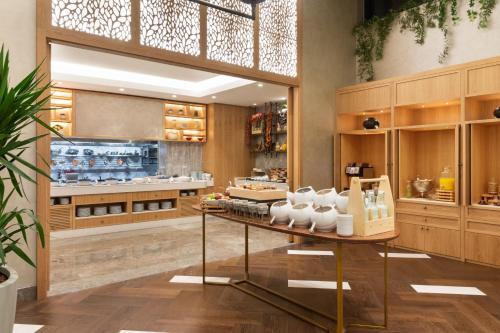 a shop with a counter with white items on a table at The Westin Istanbul Nisantasi in Istanbul