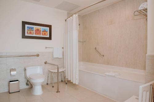 a bathroom with a toilet and a bath tub at Courtyard by Marriott Guayaquil in Guayaquil