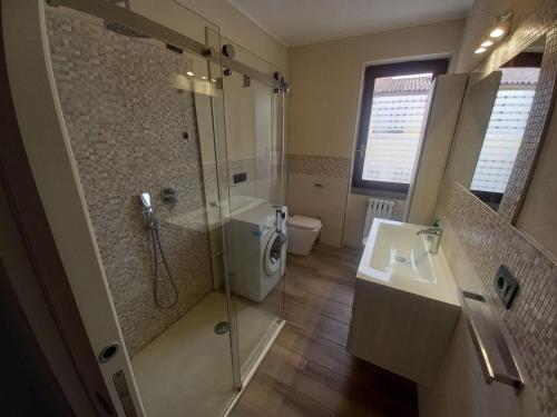 a bathroom with a shower and a sink at CASA VACANZE FRANCIACORTA in Colombaro