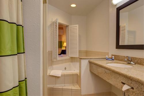 y baño con lavabo, bañera y espejo. en Fairfield Inn and Suites by Marriott Indianapolis/ Noblesville, en Noblesville