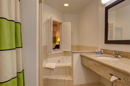 a bathroom with a sink and a tub and a mirror at Fairfield Inn and Suites by Marriott Indianapolis/ Noblesville in Noblesville