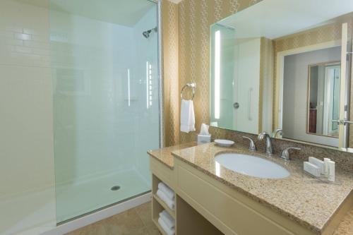 a bathroom with a sink and a shower at Fairfield Inn by Marriott Boston Sudbury in Sudbury