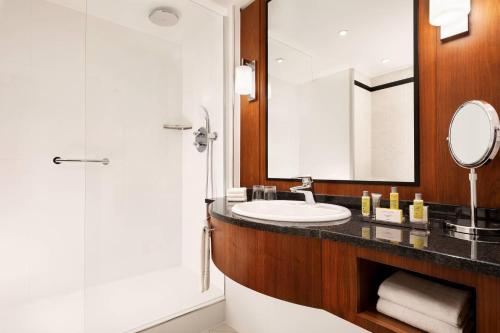 bagno con lavandino e specchio di Riviera Marriott Hotel La Porte De Monaco a Cap d'Ail