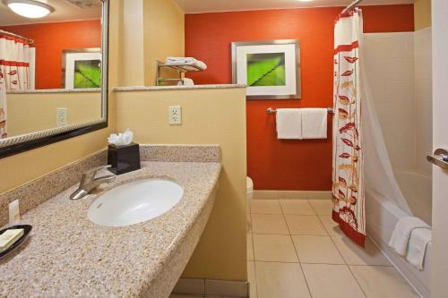 a bathroom with a sink and a shower at Courtyard Louisville Northeast in Louisville