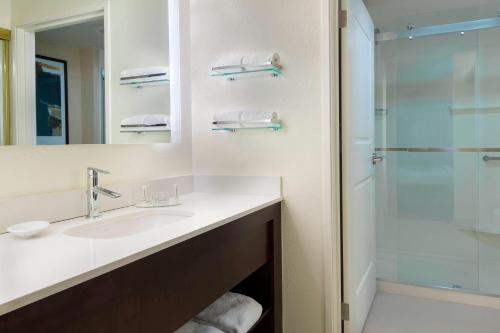 y baño con lavabo y ducha. en Residence Inn Tallahassee North I-10 Capital Circle en Tallahassee