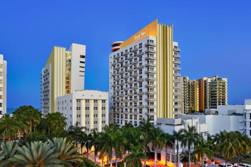 a city skyline with tall buildings and palm trees at Royal Palm South Beach Miami, a Tribute Portfolio Resort in Miami Beach