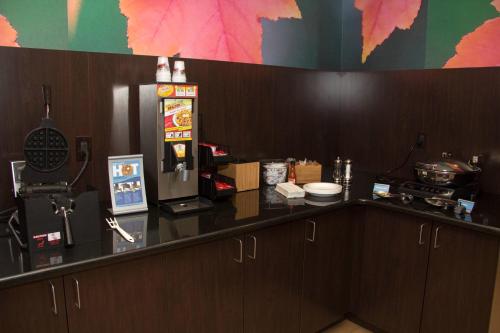 a kitchen with a counter with a coffee machine at Fairfield Inn & Suites by Marriott Watervliet St. Joseph in Watervliet