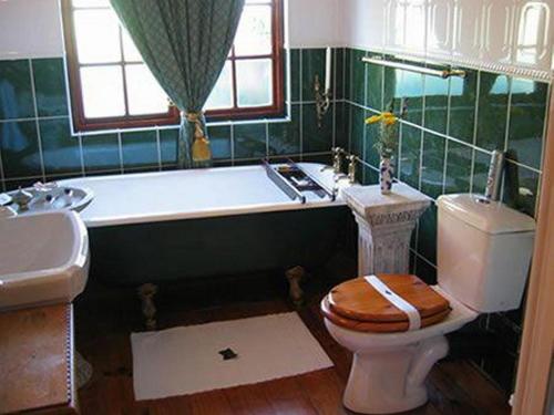 a bathroom with a tub and a toilet and a sink at Harfield Guest Villa in Cape Town