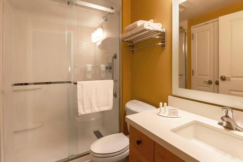 a bathroom with a shower and a toilet and a sink at TownePlace Suites by Marriott Yuma in Yuma