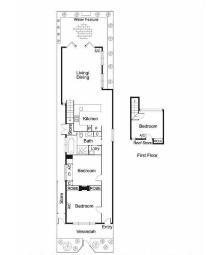 plan piętra domu w obiekcie The Richmond Cottage w Melbourne