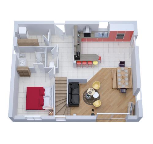 a floor plan of a kitchen and a living room at Chalet Las Abelhas in Le Mont-Dore