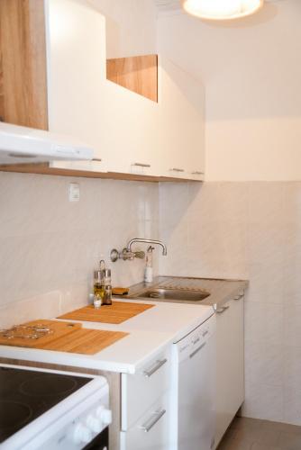 Kuchyň nebo kuchyňský kout v ubytování Iker apartments
