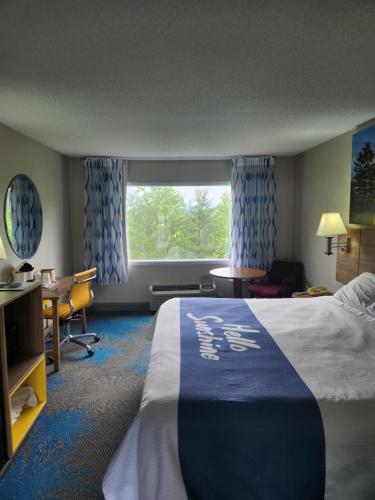 Habitación de hotel con cama y ventana en Days Inn by Wyndham Dahlonega University Area, en Dahlonega
