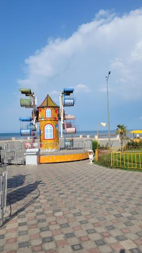 a building on the side of a beach at Sea View House in Sumqayyt