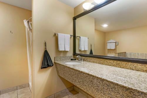 a bathroom with a sink and a large mirror at Best Western Plus The Inn at Horse Heaven in Prosser