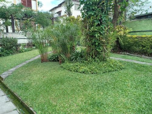 ogród z zieloną trawą i drzewem w obiekcie Fonte da Serra w mieście Teresópolis