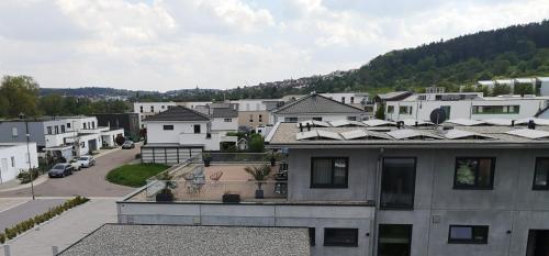 an aerial view of a town with houses at Hotel Nachtquartier in Weil der Stadt