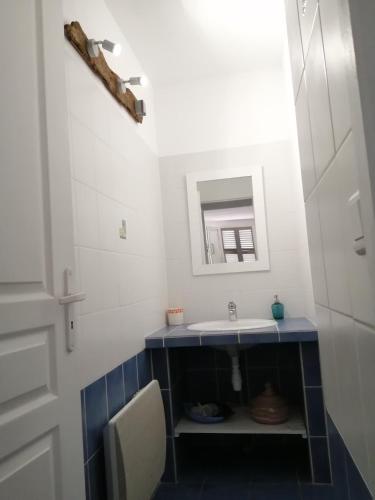 une salle de bain avec un lavabo et un miroir dans l'établissement A ChiOsella Égée, à Corbara