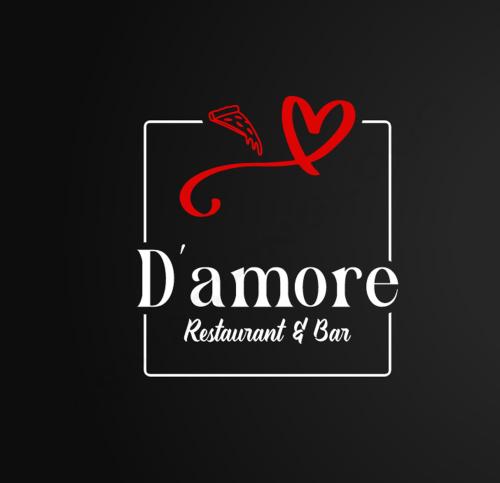 a logo for a restaurant and bar with a red ribbon at Zimmer in Köln in Cologne
