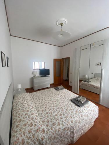 1 dormitorio con 1 cama grande y espejo en G&G Apartment, en Nápoles