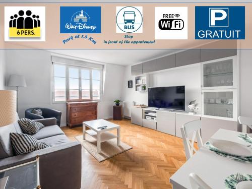 Appartement familial Disney Val d'Europe La Vallée, wifi et parking