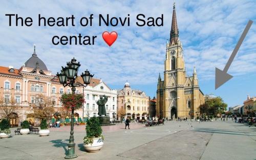 a city with a heart of novotel cathedral at Sobe sa sopstvenim KUPATILOM Private rooms bathroom In CENTER in Novi Sad