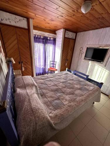 1 dormitorio con 1 cama grande en una habitación en La Casita en Chascomús