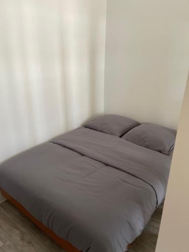 un lit avec deux oreillers dessus dans une chambre dans l'établissement Le Voltaire, à Troyes