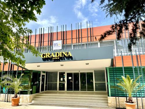 a building with a sign on the front of it at BSA Gradina Hotel & Aquapark - All Inclusive in Golden Sands