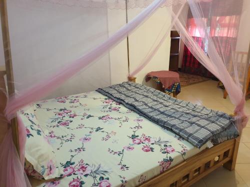 a bed with a canopy in a room at Zion Care Homestay in Arusha