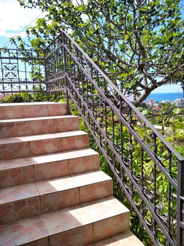 a set of stairs with a metal railing at ApartToni in Dobra Voda