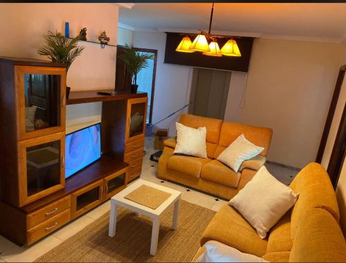 sala de estar con sofá y TV en HIGUERA III en Cee