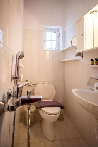 a small bathroom with a toilet and a sink at Levante Breeze in Xirokástellon