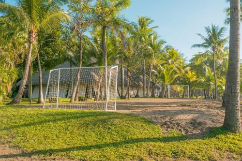 a volley ball net in front of palm trees at Barceló Tambor - All Inclusive in Tambor
