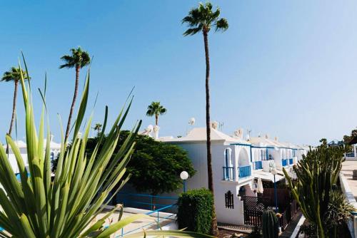 a group of palm trees in front of a building at Maspalomas Casa Oceano in Maspalomas