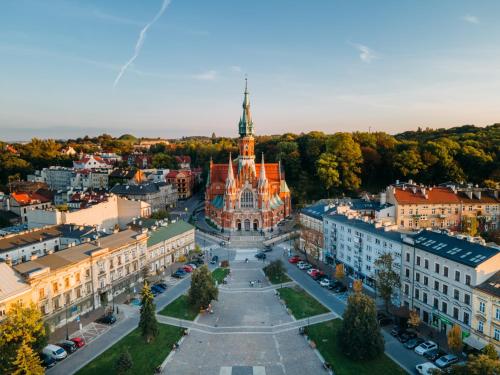 an aerial view of the city of brasov at Old Town Vistula Premium Apartments in Krakow