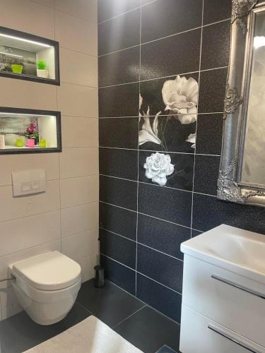 a bathroom with a toilet and a sink at Villa Nature in Sarajevo