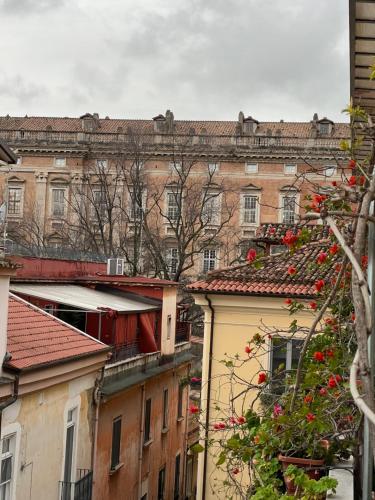 uma vista para uma cidade com um grande edifício em White Elegance Luxury B&B Caserta em Caserta