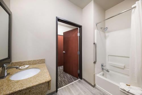 a bathroom with a sink and a shower at Best Western Plus Lake Dallas Inn & Suites in Lake Dallas