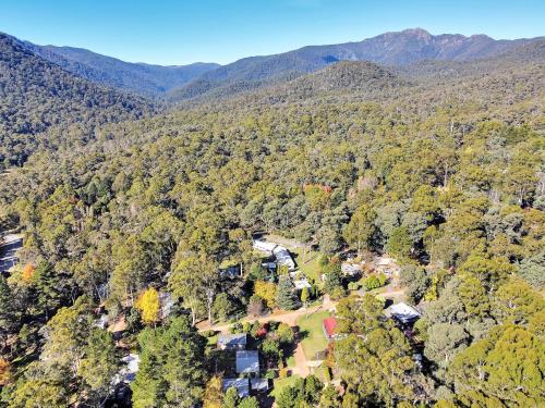 an aerial view of a home in the mountains at Ren Basera in Mount Buller