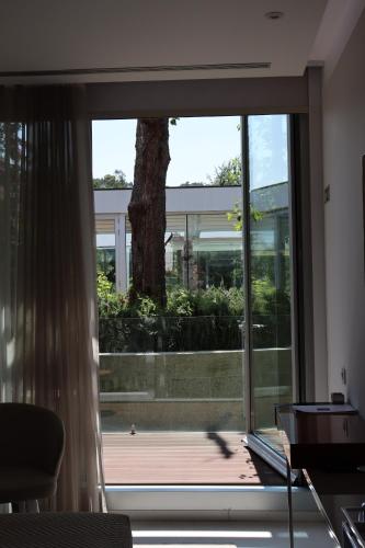 a room with a large window with a tree outside at FH Hotel Rural in Felgueiras