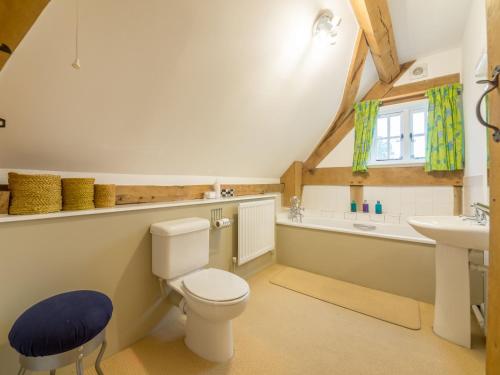 y baño con aseo y lavamanos. en Bearwood Cottage en Pembridge