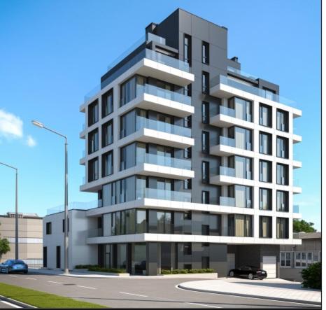 a rendering of a tall building on a street at Електра Апарт Бургас Electra Apart Burgas Elektra Bourgas in Burgas City