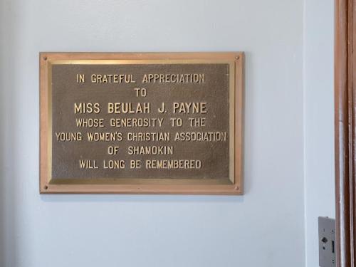 a plaque on the wall of a museum at Shamokin Bed and Breakfast in Shamokin