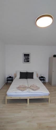 Postel nebo postele na pokoji v ubytování Blue Moon Apartman