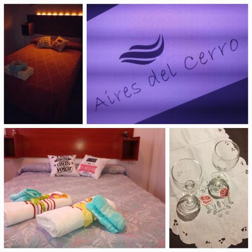 a collage of pictures of a bedroom with a bed at Aires del Cerro in Yerba Buena